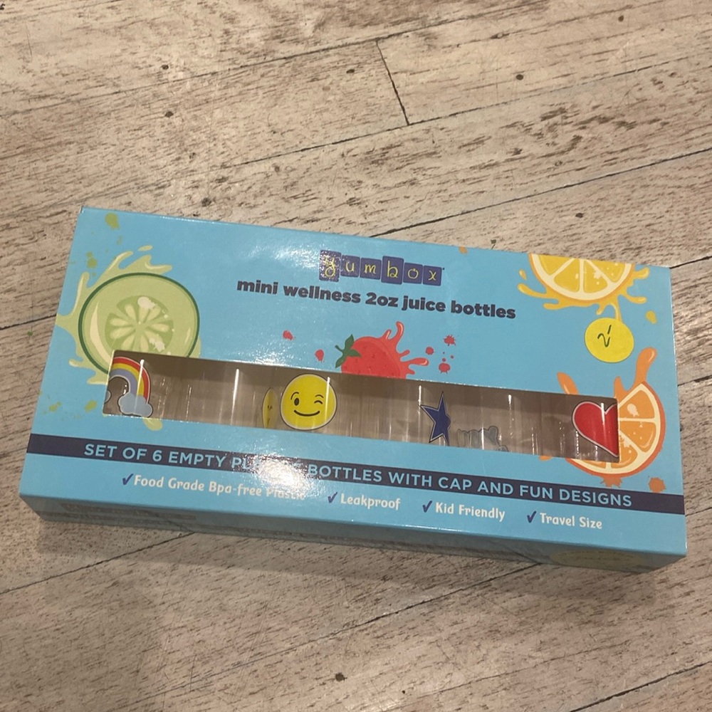 Yum box mimi wellness 2oz juice bottles set of 6 empty plastic Bottles NEW
